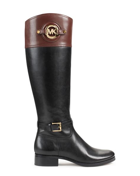 michael kors black and brown riding boots|Michael Kors adjustable buckle boots.